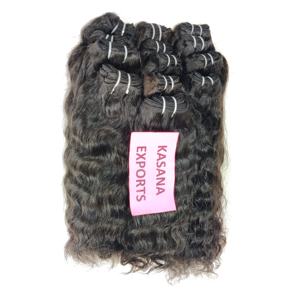 Fabrique des faisceaux 100% cheveux bruts vierges naturels indiens non transformés femmes noires machine double trame Extensions de cheveux humains - Product Image 2