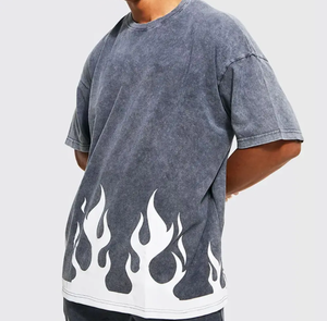 เสื้อยืดสำหรับผู้ชายเสื้อยืดสำหรับทุกเพศเสื้อยืดแขนสั้นย้อมสีกรดฟอกสีแบบพรีเมียม - Product Image 5