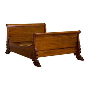 เฟอร์นิเจอร์เตียงสำหรับห้องพักของโรงแรมวิลล่าและคอนโดคราบไม้ธรรมชาติที่มีการแกะสลักสไตล์โบราณไม้มะฮอกกานีฝรั่งเศส - Product Image 1