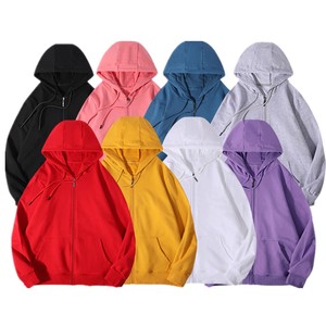 Ventes en gros de sweats à capuche amples en coton uni de 260 g/m² pour l'hiver, logo personnalisé imprimé, sweats à capuche unisexes pour hommes et femmes, couleur unie, fermeture éclair - Product Image 1