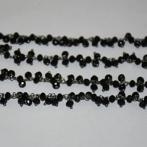 Best Quality Copper and Black Beads <b>Rosary</b> chain, Black Plated Glass Beads Cluster <b>Rosary</b> Chain, Beaded Chain for Jewelry Making - Product Image 4