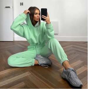 Sweat à capuche à manches longues en coton de haute qualité pour femmes Logo personnalisé Crop Top Streetwear avec capuche en position avant pour l'hiver - Product Image 6