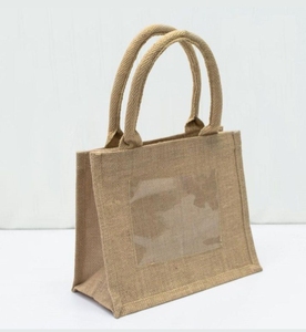 Sac à vin en toile de Jute naturelle de qualité supérieure/sac à bouteilles de vin en jute avec fenêtre transparente/sac à vin en Jute sac en Jute avec Transparent - Product Image 3