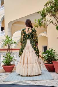 Phụ nữ của mùa hè v-cổ miễn phí Kích thước lehenga choli lễ hội dễ thương lỏng nặng gamthi làm việc & ribin ren với <span class=keywords><strong>KODI</strong></span> ren + gương ren - Product Image 6