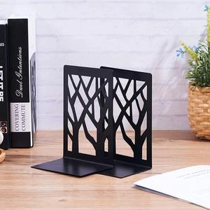 Modern Tree Branch Cutout Aluminum Bookends Deep Black Metal Handicraft Elegant Minimalist Shelf Decor Heavy Duty Geometric <b>Book</b> - Product Image 1