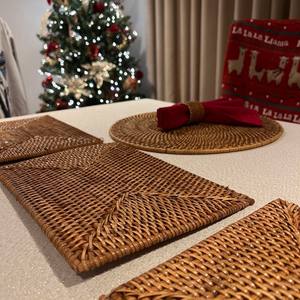<b>Woven</b> Rectangular Rattan <b>Placemats</b>, Straw Serving <b>Placemats</b>, Boho Table Decor From Manufacturer - Product Image 1