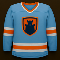 Jersey hoki es sublimasi khusus Jersey hoki 100% poliester LOGO bordir antilembap pakaian hoki es