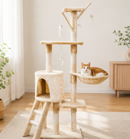 Arbre à chat haut en panneau de particules, écologique, durable et antidérapant, avec griffoir, condo, hamac et perchoir, en carton