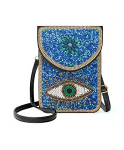 Bolso bandolera para teléfono con cuentas de semillas artesanales con correa larga Monedero móvil con cuentas de lujo con trabajo de bordado de vidrio - Product Image 3