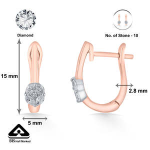 Pendientes de Aro con Perla y Diamante Solitario en Oro Rosa para Mujer, Chapados en Rodio y Platino - Product Image 6