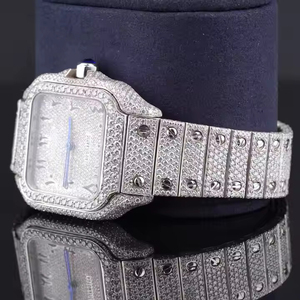 Reloj con tachuelas de diamantes cultivados en laboratorio Iced Out, reloj de estilo árabe, movimiento japonés, reloj de lujo de acero inoxidable con busto para hombres - Product Image 3
