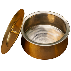 Latón con oro martillado de lujo Color dorado natural Olla caliente Olla de cocina Juego de utensilios de cocina con tapa de metal - Product Image 1