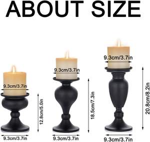 Wholesale Set of 3 Handmade Wooden Pillar Candle Stand Black Color Mango Wood Low MOQ Custom Manufacturer Factory Direct <b>Sale</b> - Product Image 2