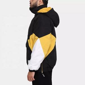 Chaqueta de lluvia con logotipo personalizado para hombre, cortavientos de poliéster tejido de bloque de color, nuevo diseño - Product Image 3