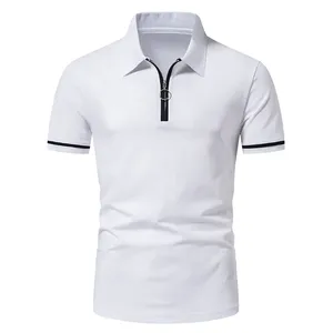 Personnalisé de haute qualité pour Polo manches courtes fermeture éclair conception confortable respirant Jersey tissu solide motif avec bûche personnalisée - Product Image 2
