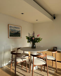 Sillas de comedor de madera, sillas laterales de cocina tapizadas de tela moderna, silla de comedor de granja - Product Image 6