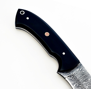 Couteau de camping de chasse à manche en bois de Damas avec gaine - Product Image 2