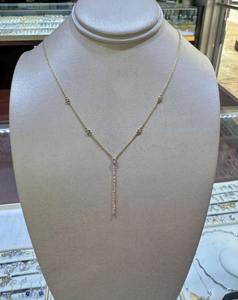 14K Gold Diamond Vertical Bar <b>Pendant</b> <b>Necklace</b> Minimalist Dainty <b>Fine</b> Jewelry Piece Elegant Gift for Women Birthday Anniversary - Product Image 1