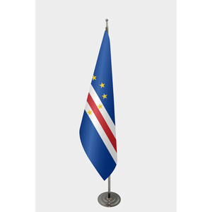 Cape Verde Islands Official Indoor Car <b>Flag</b> 3x5ft Pennant with Digital Printing Nylon and Polyester Material on Aluminum <b>Pole</b> - Product Image 1