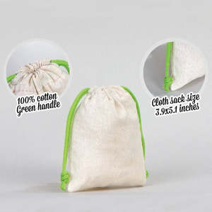 Green <b>Drawstring</b> Fabric <b>Pouch</b> 4 W X 5 H Reusable and Custom Logo Embroidery Screen Printing for Watch Craft Dust Promotion - Product Image 3