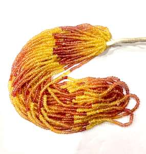 ลูกปัดหินทัวร์มาลีนเจียระไนแบบธรรมชาติเส้นสีเหลืองและสีชมพูขนาด3มม. - Product Image 1