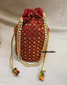 Bolsa de Potli bordada hecha a mano india para mujer, bolsa de trabajo con lentejuelas, bolsa de Potli con cordón, recuerdo de boda, regalo de devolución, regalo de fiesta - Product Image 5