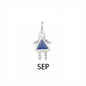 Pendentif Fille Saphir, Pierre de Naissance de Septembre, Pierre Précieuse Bleue, Plaqué Argent, Charme Délicat Fait Main, Bijoux pour Femmes - Product Image 1