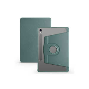 Étui de luxe rotatif Netzy pour tablette Samsung Galaxy Tab S9 vert foncé avec fonction veille/réveil automatique, en cuir PU et emplacement pour stylet - Product Image 1