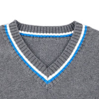 Hochwertiger Erwachsenen-Schuluniform-Pullover Baumwollstrick V-Ausschnitt Warmer Jumper Winter Benutzerdefiniertes Logo Individuelles Design OEM