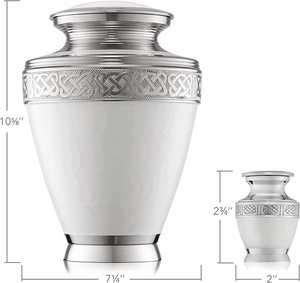 Urnas de cremación de Metal sólido hechas a mano de plata blanca elegante urnas de entierro para adultos suministros funerarios al por mayor ataúdes y urnas para mascotas - Product Image 4