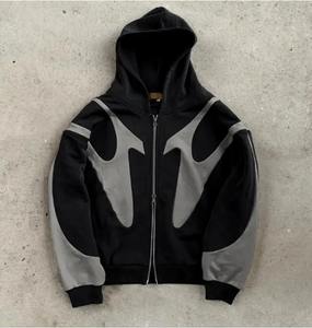 Nuevo diseño con costuras de color, estampado, mangas largas, cremallera, sudaderas térmicas con capucha, 100% algodón, en stock. - Product Image 2