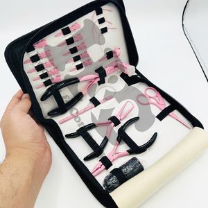 Nouveautés : Kit d'outils pour extensions capillaires roses – Crochets, pinces, boîte, fils, aiguilles, ruban de vison durable, pinces en acier – Kit d'outils capillaires en acier - Product Image 6