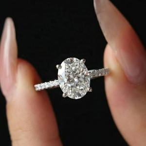 Bague de fiançailles élégante en argent sterling 925, bijoux de mariage pour femmes, 1ct 2ct 3ct, bande éternelle, coupe ovale, moissanite VVS - Product Image 1