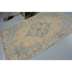 พรมขนาด 3.9x7.1 ฟุต, พรมตุรกี, พรมขนสัตว์สีเบจวินเทจลายนามธรรม - Product Image 2