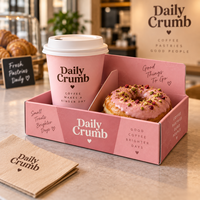 Boîte cadeau personnalisée AT PACK pour café, boulangerie, emballage à emporter, support pour tasses et desserts, solution de branding haut de gamme