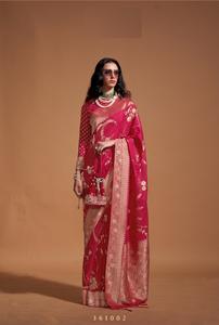 Georgette pure avec tissage à la main en nylon Collection Kocktail Silk Sari - Product Image 2