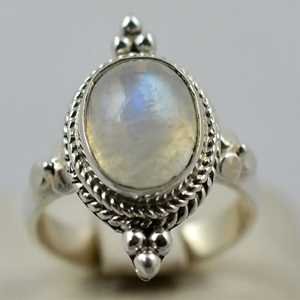 Rainbow Moonstone Statement Ring 925 Sterling Silver Handmade Boho June Birthstone Jewelry Rhodium Perfect Gift for Her Birthday - Product Image 5