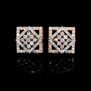 Pendiente cuadrado fino, joyería de fábrica directa de oro rosa, diseño elegante, la mejor calidad, platino, oro rosa, Diamante de SI3-I1 natural - Product Image 6