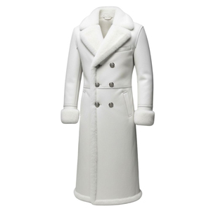 Manteau long en cuir véritable de luxe, épais et écologique, pour homme, fait main, vêtement d'extérieur d'hiver, style trench classique, personnalisable - Product Image 3