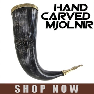 Corne à boire naturelle écologique de qualité supérieure en laiton sculpté Style Viking Souvenir meilleur porte-boisson de Style Animal AZ - Product Image 3