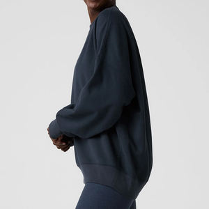 เสื้อสเวตเชิ้ตผู้หญิงขายส่ง ผ้าฟลีซ แขนยาว ทรงโอเวอร์ไซส์ ผ้าคอตตอนผสม คอกลม สไตล์ลำลอง อุ่นสบาย สำหรับฤดูหนาว สตรีทแวร์ ด้านหน้า - Product Image 4