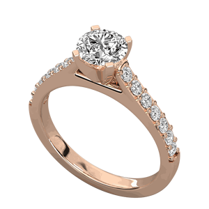 Bague solitaire sertie de diamants ronds - Product Image 4