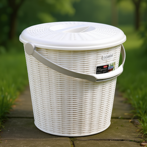 Elegance Pedal <b>Bin</b> 10L White Plastic Waste <b>Bin</b> With <b>Lid</b> And Handle For Kitchen Or Bathroom Use - Product Image 3