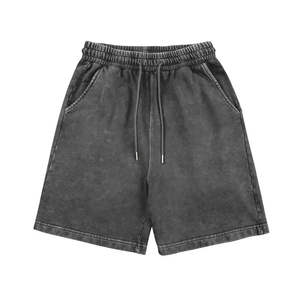 Pantalones cortos Catton lavados con ácido desteñidos al sol Vintage para hombre, ropa de calle con cintura elástica, servicio OEM disponible - Product Image 5