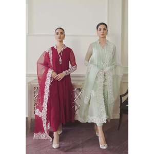 Ensemble de costume en mousseline de soie brodée pour femmes PR-757 - Product Image 4