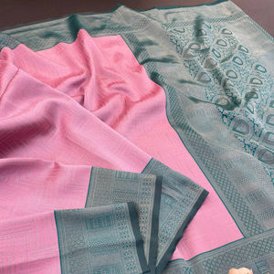 Tela de lino de saris de Bangladesh vibrante de diseñador exclusivo inspirada en la cultura y la tradición de Bangladesh para ocasiones de fiesta - Product Image 1