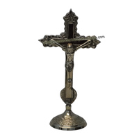 Croix Crucifix en Laiton Gravé et Sculpté de Haute Qualité, Plaqué Or, Support Écologique pour Vaisselle, Noël, Maison et Bureau – Vente en Gros
