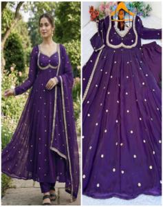 Robe de travail NILESH TAILOR FASHION, longueur au sol, col en V, manches longues, en tissu satiné lourd, motif floral, élastique, décoration - Product Image 1