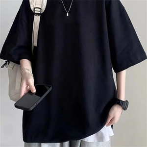 Mode solide Polyester T-shirts pour hommes basique t-shirt décontracté t-shirt surdimensionné hauts qualité unisexe court t-shirts t-shirts hommes vêtements - Product Image 1