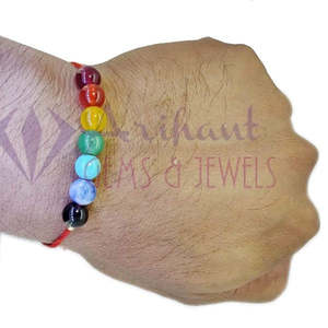 NOVAMART Fine Multicolour 7 Chakra Healing <b>Stone</b> <b>Bracelet</b>/Rakhi for Brother/Bhai/Bhaiya/Bro-Arihant <b>Gems</b> Jewels Wholesale Export - Product Image 3